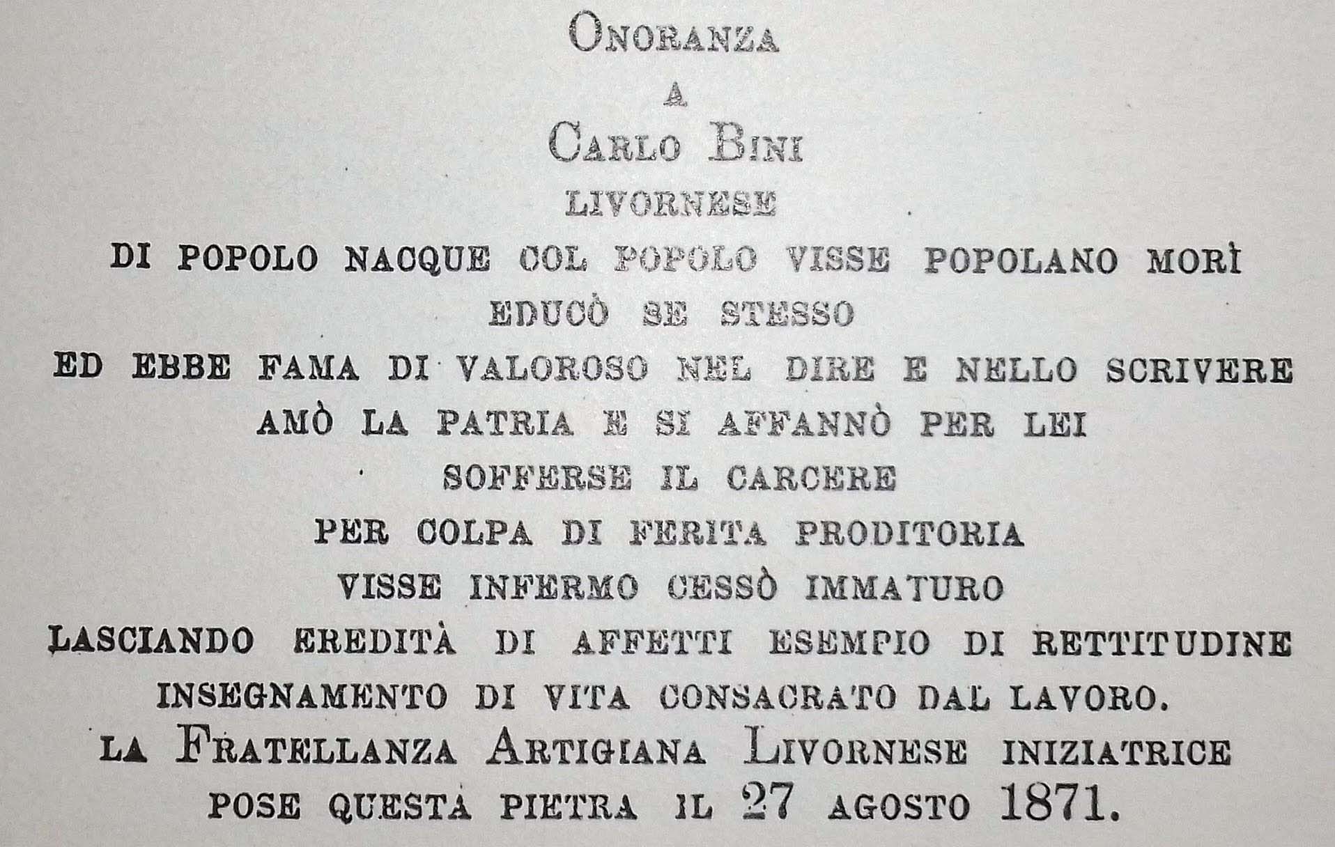 epigrafe carlo bini livorno